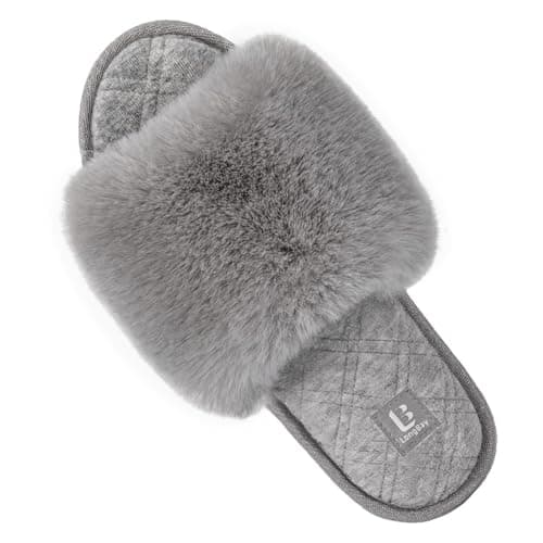 Open-Toe Fuzzy Memory Foam Slippers