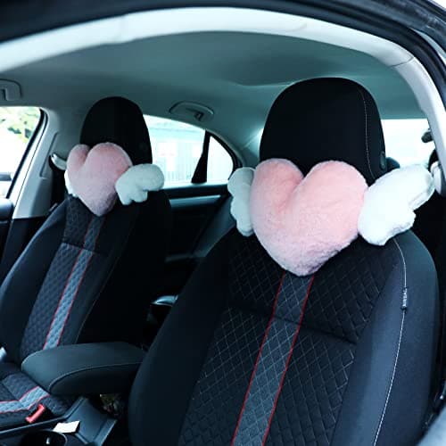 Plush Heart Car Headrest Pillows
