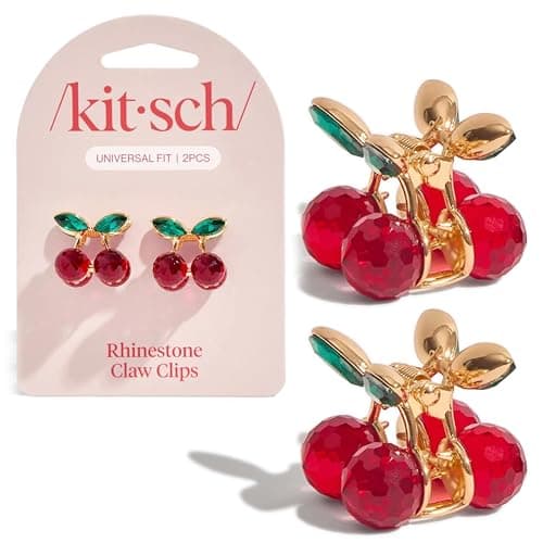 Cherry Rhinestone Hair Clips