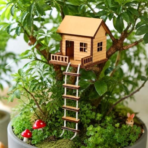 Miniature Wooden Treehouse Planter